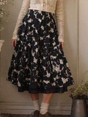 Dorothy Perkins Floral Flowy Midi Skirt Size 8 Cotton